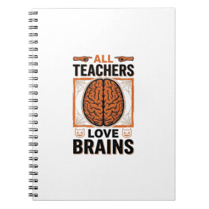 Funny Teacher Halloween Brains Vintage Graphic_1 Notebook