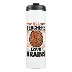 Funny Teacher Halloween Brains Vintage Graphic_1 Thermal Tumbler