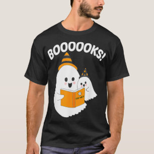 Funny Teacher Halloween Ghost booooooks boo read b T-Shirt