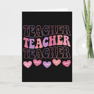 Funny Teacher Hearts Valentine's Day Girls Women T Card
