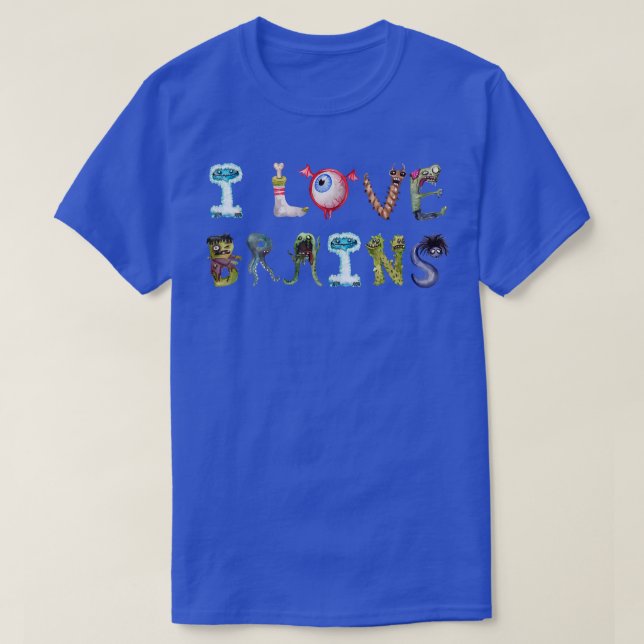Funny Teacher I Love Brains Scary Halloween Teachi T-Shirt (Design Front)