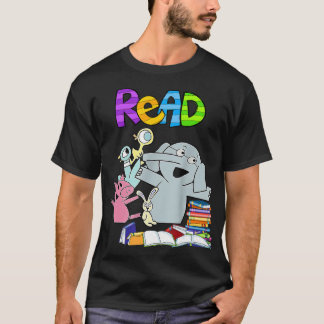 Funny Teacher Library Read Book Club Piggie Elepha T-Shirt