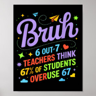 Funny Teacher Quote Bruh 6 Out Of 7 Teachers Think Poster