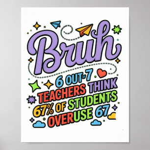 Funny Teacher Quote Bruh 6 Out Of 7 Teachers Think Poster