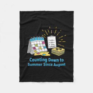 Funny Teacher School Calendar Meme Summer Vacation Fleece Blanket