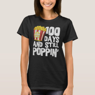 Funny Teacher School Student Popcorn 100 Days Of S T-Shirt