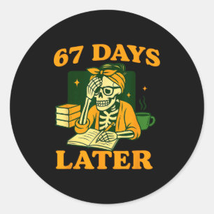Funny Teacher Skeleton 6 7 Meme Six Seven Skeleton Classic Round Sticker