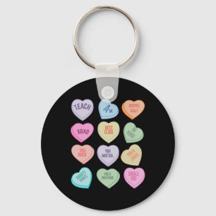 Funny Teacher Valentines Day Teach Heart Candy Keychain