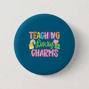 Funny teaching lucky teacher groovy st patricks da 2 inch round button