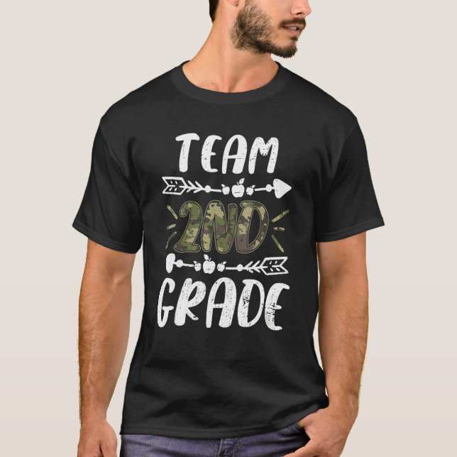 Funny Team 2nd Grade Camo Teacher Student Back To  T-Shirt (Front)