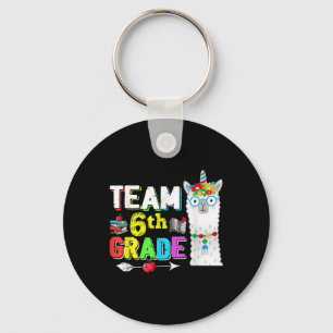 Funny Team 6th Grade Llama First Day Back To Schoo Keychain