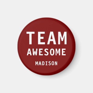 Funny Team Awesome Deep Red Personalized Name Magnet