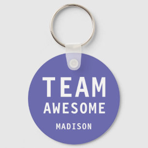 Funny Team Awesome Purple Personalized Name Keychain