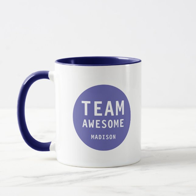 Funny Team Awesome Purple Personalized Name Mug (Left)