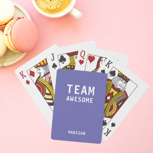 Funny Team Awesome Purple Personalized Name Playing Cards