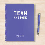 Funny Team Purple Personalized Office Meeting Notebook<br><div class="desc">Funny Team Personalized Notes Office Meeting Notebook features the text "Team Awesome" with your personalized name below on a purple background. Personalize by editing the text in the text box provided. Designed for you by ©Evco Studio www.zazzle.com/store/evcostudio</div>