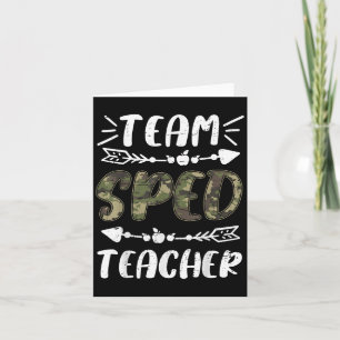 Funny Team Sped Teacher Camo Teacher Student Back Card