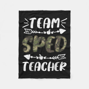Funny Team Sped Teacher Camo Teacher Student Back  Fleece Blanket