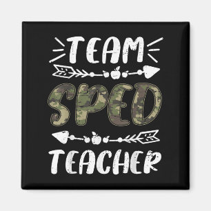 Funny Team Sped Teacher Camo Teacher Student Back Magnet