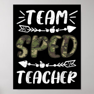 Funny Team Sped Teacher Camo Teacher Student Back Poster