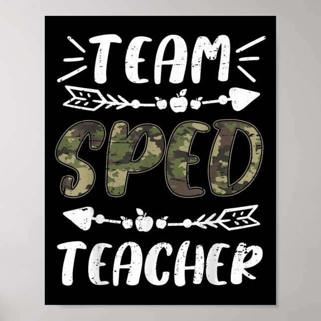 Funny Team Sped Teacher Camo Teacher Student Back  Poster (Front)