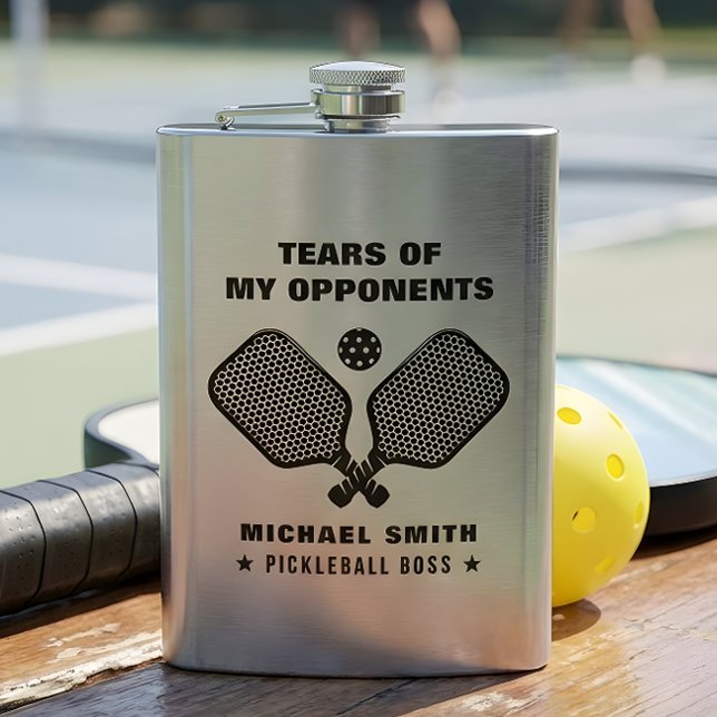 Funny Tears of My Pickleball Opponents Hip Flask (Creator Uploaded)