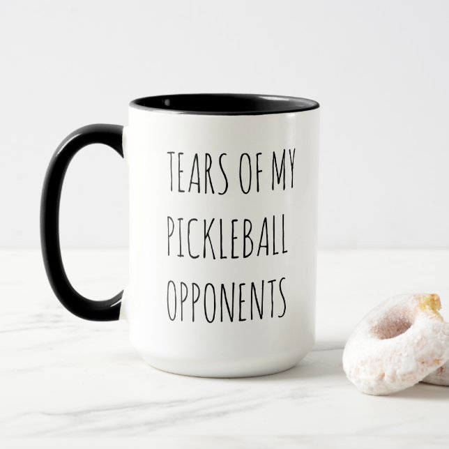 Funny Tears of my Pickleball Opponents Typography Mug (With Donut)