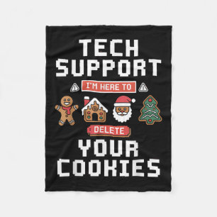 Funny Tech Suprt Here To Delete Cookies Xmas Men W Fleece Blanket