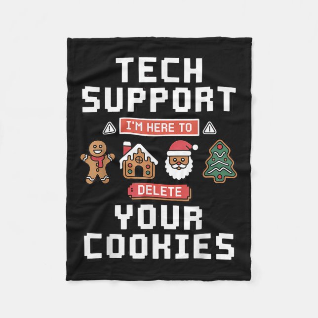 Funny Tech Suprt Here To Delete Cookies Xmas Men W Fleece Blanket (Front)