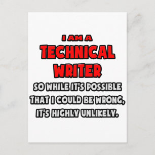 Funny Technical Writer .. Highly Unlikely Postcard
