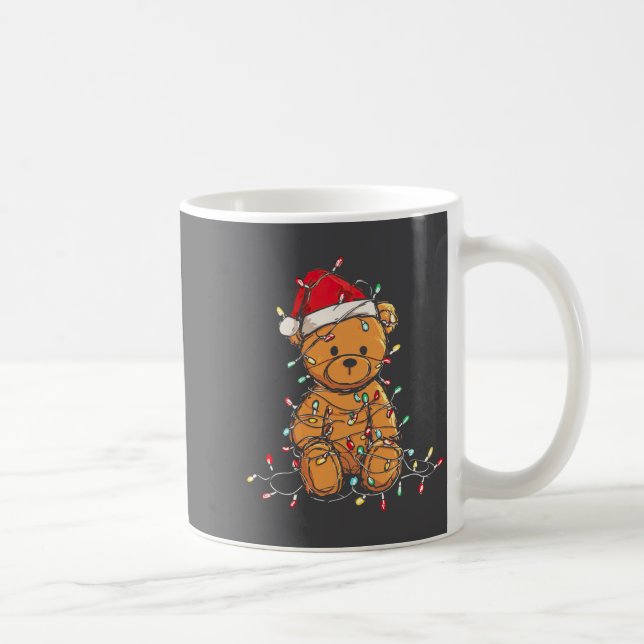 Funny Teddy Bear Christmas Graphics Lights Lover L Coffee Mug (Right)