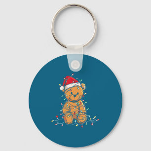 Funny Teddy Bear Christmas Graphics Lights Lover L Keychain