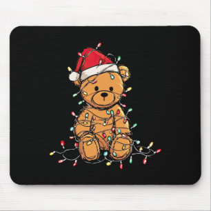 Funny Teddy Bear Christmas Graphics Lights Lover L Mouse Pad