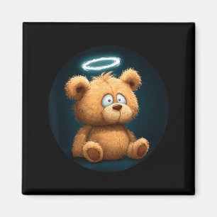Funny Teddy Bear Face with Golden Halo Costume Magnet