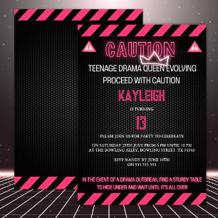 Funny Teen Drama Queen Birthday Party Invitation