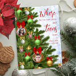 Funny Teen Sarcastic Humour Family Merry Christmas Holiday Card<br><div class="desc">Send your best this holiday season with a Funny Teen Sarcastic Humour Family Merry Christmas card! Where the tree tops glisten and teens listen to... . absolutely nothing! Personalize the photo ornaments on the tree and the simple trendy typography on the back. If a fun and unique christmas card is...</div>