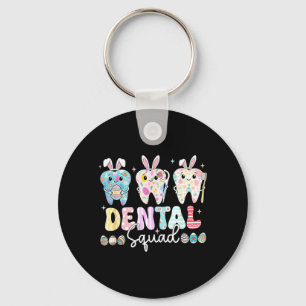 Funny Teeth Dental Squad Dentist Happy Easter Day Keychain