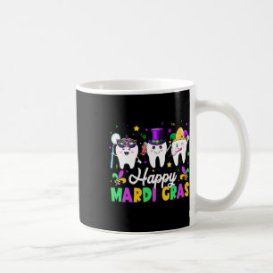Funny Teeth Happy Mardi Gras Dental Squad Dentist  Coffee Mug