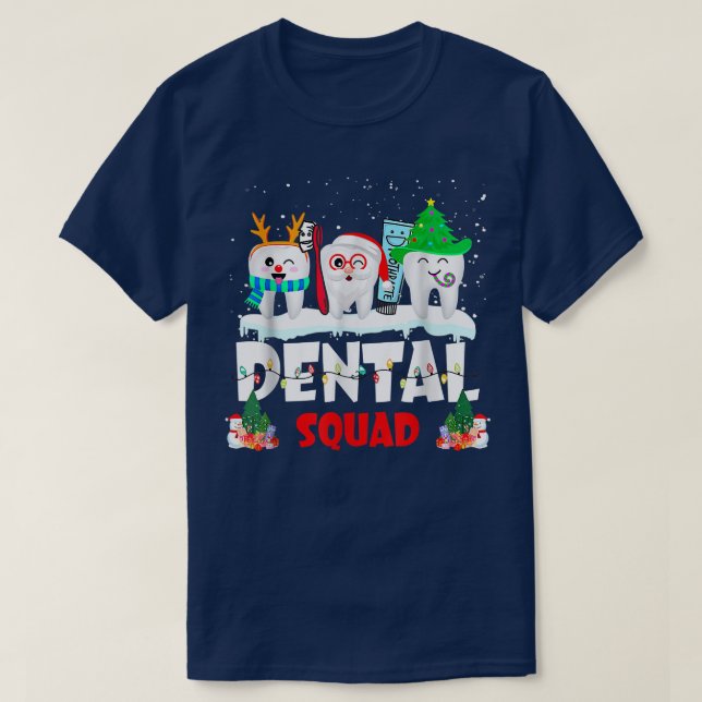 Funny Teeth Santa Reindeer Christmas Dental Squad  T-Shirt (Design Front)