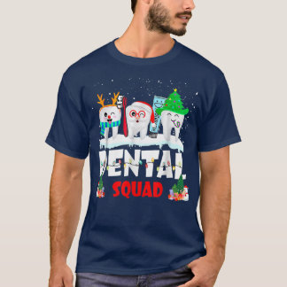 Funny Teeth Santa Reindeer Christmas Dental Squad  T-Shirt