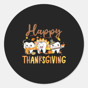Funny Teeth Thanksgiving Dentist Turkey Dental Squ Classic Round Sticker