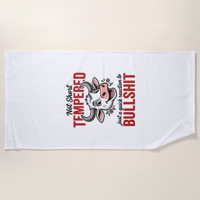 Funny Tempered Cow Vintage Beach Towel (Front)