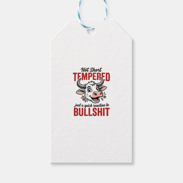 Funny Tempered Cow Vintage Gift Tags (Front)