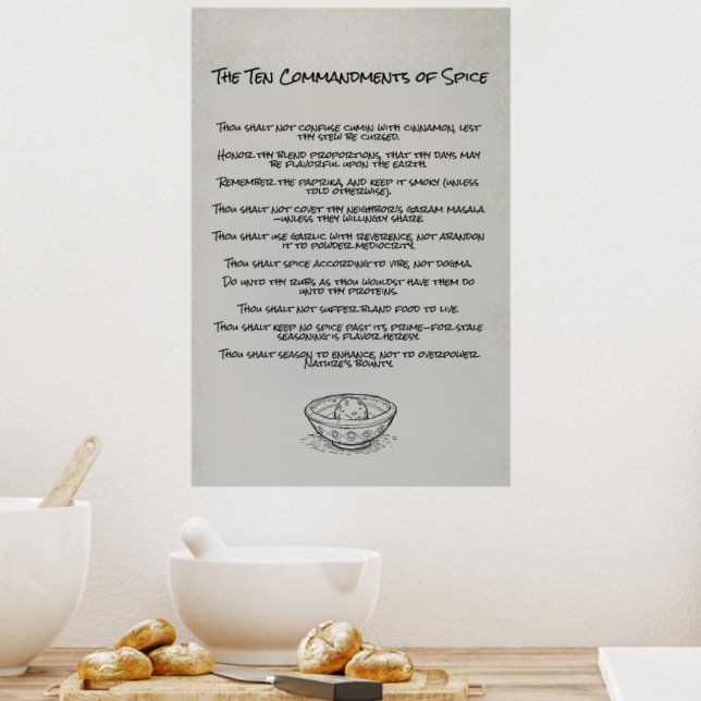 Funny Ten Commandments of Spice Kitchen Wall Art (Creator Uploaded)