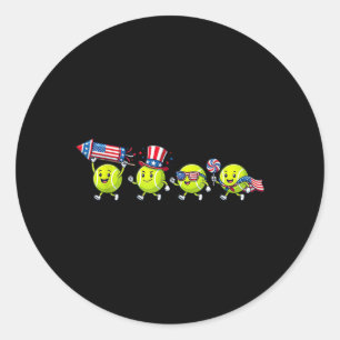 Funny Tennis Aamerican Usa Flag 250 Years 4th Of Classic Round Sticker