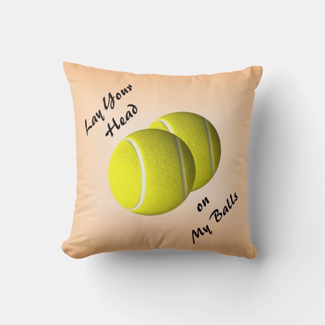 Funny Tennis Ball Mojo Throw Pillow (Front)