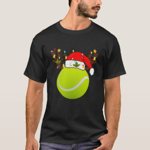 Funny Tennis Ball Santa Hat Reindeer Player Christ T-Shirt