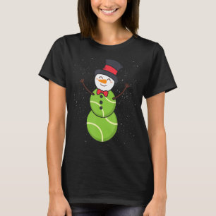 Funny Tennis Ball Snowman Winter Hat Snowflake Ten T-Shirt