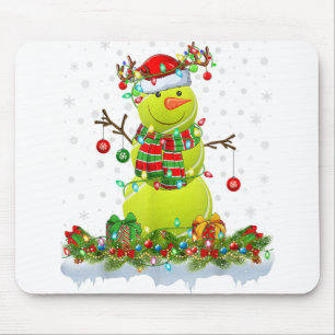 Funny Tennis Ball Snowman Xmas Lights Tennis Chris Mouse Pad