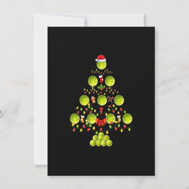 Funny Tennis Ball Xmas Tree Decorations Merry Chri Invitation (Front)